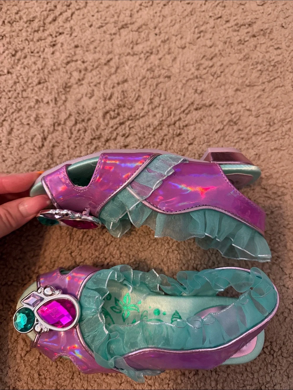 Disney Little Mermaid Iridescent Purple & Teal Jewel Dress-Up Shoes
